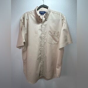 Ralph Lauren Golf Tilden Beige & White Checkered S/S Button Down Shirt -Size L